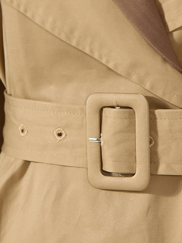 DEAT temperamenta sieviešu uzrakts mētelis jauns atloks, kontrasta krāsa, dubultā josta ar garām piedurknēm vējjaka, 2022. gada rudens 7I5265