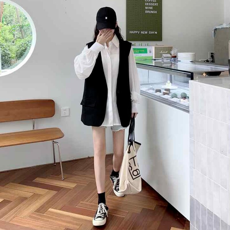 Vestes Sieviešu Pure Spring College Ins Single Button Design BF korejiešu modes vestes Sievišķīgas garas drēbes formāli brīvas, stilīgas