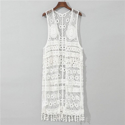 Seksīga mežģīņu jaka sieviešu veste, brīva, izliekta perspektīva, neregulāri Longbīčas eleganti korejiešu topi