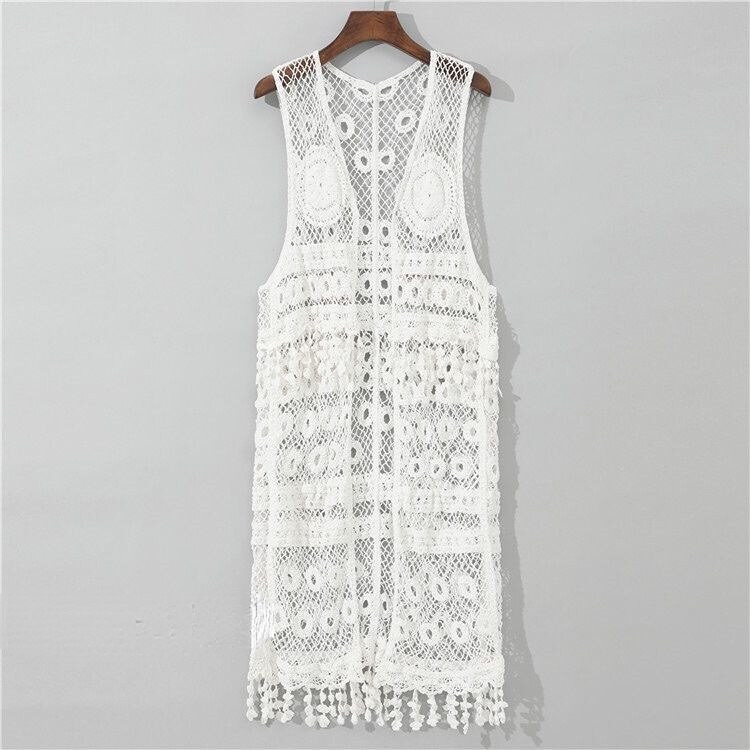 Seksīga mežģīņu jaka sieviešu veste, brīva, izliekta perspektīva, neregulāri Longbīčas eleganti korejiešu topi