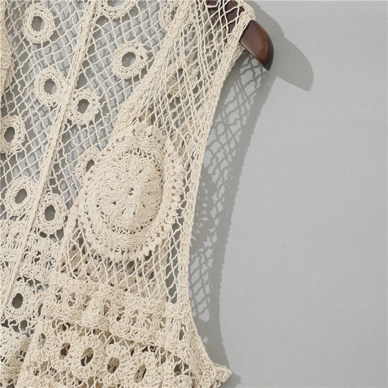 Seksīga mežģīņu jaka sieviešu veste, brīva, izliekta perspektīva, neregulāri Longbīčas eleganti korejiešu topi