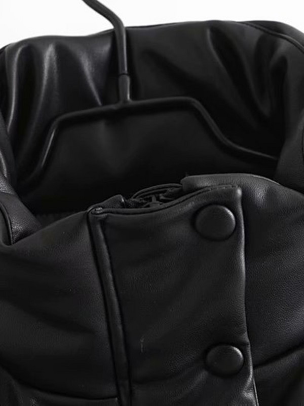 ZOKI sieviešu pufīga veste ziemas bieza parka jaka melna PU sieviešu mēteļi modes mākslīgās ādas dūnu veste brīva sieviešu veste