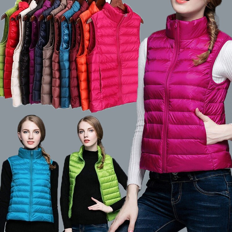 Rudens jauna modes veste sieviešu siltā veste īpaši viegla dūnu veste sievietēm pārnēsājama bez piedurknēm ziemas siltā odere