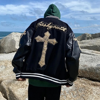 Vīriešu jaka Amerikas krustdūriena beisbola uniforma vīriešiem 2022. gada pavasarī un rudenī New Tide zīmola Hip Hop brīva pāra jaka