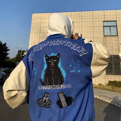 Vīriešu jaka Amerikas krustdūriena beisbola uniforma vīriešiem 2022. gada pavasarī un rudenī New Tide zīmola Hip Hop brīva pāra jaka