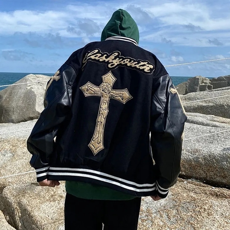 Vīriešu jaka Amerikas krustdūriena beisbola uniforma vīriešiem 2022. gada pavasarī un rudenī New Tide zīmola Hip Hop brīva pāra jaka