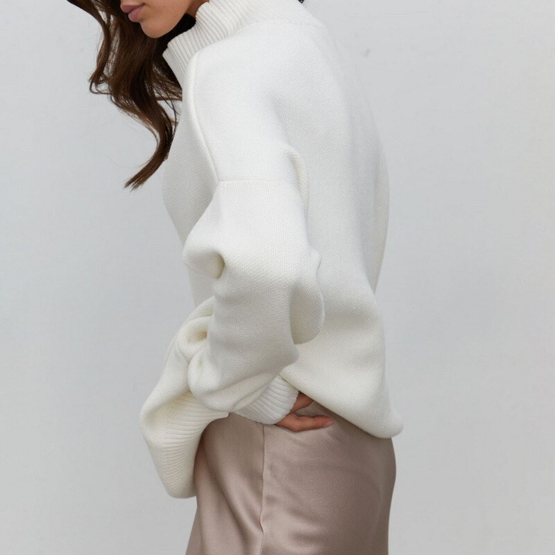 Laamei sieviešu bruņurupuča biezs džemperis, ikdienišķs brīvs trikotāžas apģērbs, ērts rudens ziemas konfekšu krāsas tops ar garām piedurknēm vienkrāsains džemperis