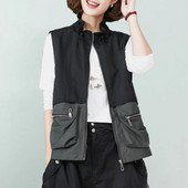 2022. Novi modni prsluk sa samostojećim ovratnikom i ovratnikom proljeće jesen Ženski kratki široki ležerni ženski prsluk bez rukava Jakna s podstavom Outerwea