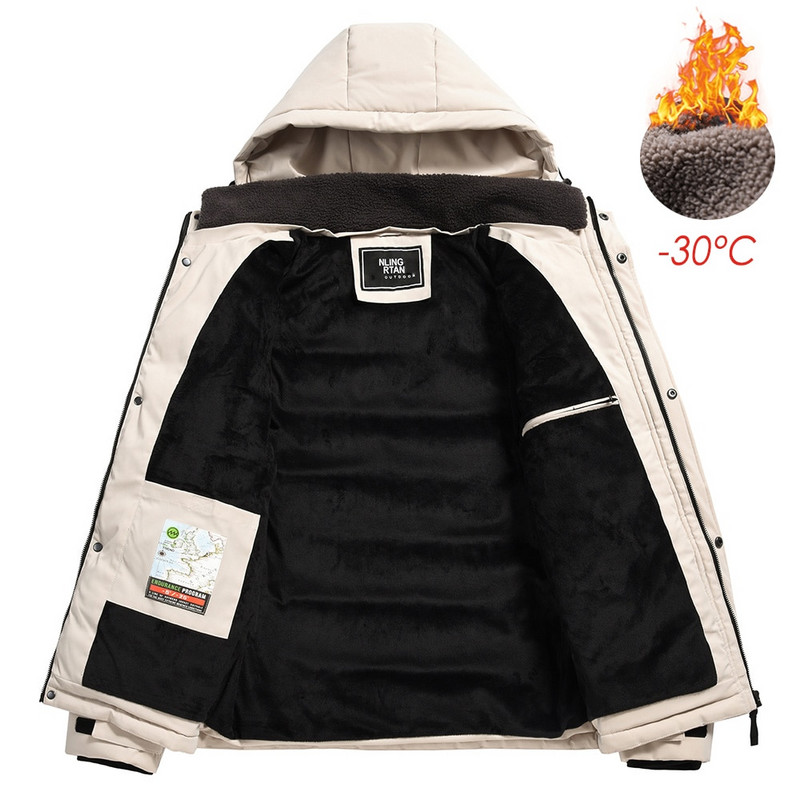 Vīriešu ziemas jauns klasisks ikdienas ūdensizturīgs silts biezs flīsa parkas jaka mētelis vīriešu rudens virsdrēbes vintage cepure kabata parka vīriešiem