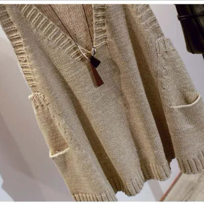 Sieviešu jakas veste A līnijas brīva džempera veste Sieviešu pulovers V veida kakla izgriezuma veste bez piedurknēm Trikotāžas mētelis Chaleco Mujer