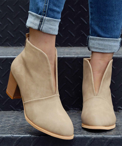 2022. gada jauni ziemas sieviešu zābaki, ar V izgriezumu, puszābaki, salikti papēži.