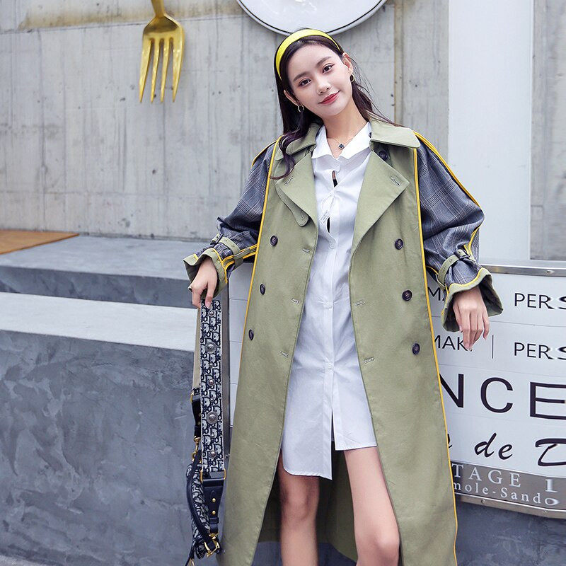 ZURICHOUSE 2022. gada pavasara mētelis, sieviete, garš, moderns, divrindu, krāsains, rūtains vējjaka, brīvi pieguļoša pārsējs, sieviete