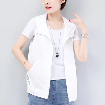 Sieviešu kapuces plāna vasaras veste, brīva vienkrāsaina 4XL lielizmēra Chalecos Mother Cardigan Liner Doudoune Sans Manche Femme