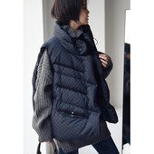 MICOCO V8010C Κορεάτικου στιλ με στάμπα μόδας χαλαρό λευκό γιλέκο με ζεστό γιακά