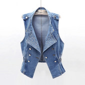 Νέο 2022 Άνοιξη φθινόπωρο μόδας τζιν γιλέκο Γυναικείο αμάνικο γιλέκο Γυναικείο κοντό τζιν γιλέκο γιλέκο Γυναικεία μπλουζάκια καουμπόη