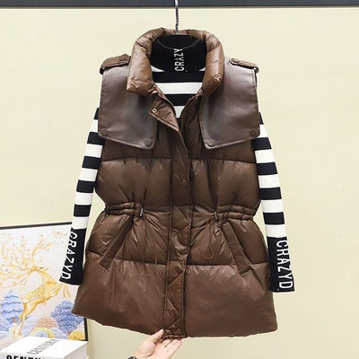 Kokvilnas liela izmēra veste sieviešu rudens ziemas viegla dūnu bezpiedurknēm jaka Viegls sprādzes straumes mētelis