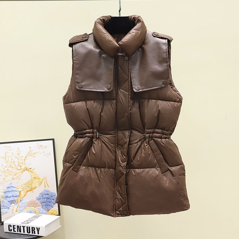 Kokvilnas liela izmēra veste sieviešu rudens ziemas viegla dūnu bezpiedurknēm jaka Viegls sprādzes straumes mētelis