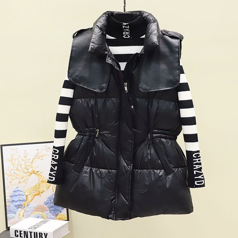 Kokvilnas liela izmēra veste sieviešu rudens ziemas viegla dūnu bezpiedurknēm jaka Viegls sprādzes straumes mētelis