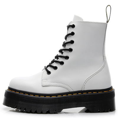 Balti sieviešu zābaki ar platformu Sieviešu ikdienas apavi  biezas zoles dāmu meiteņu sieviešu kaujas puszābaki