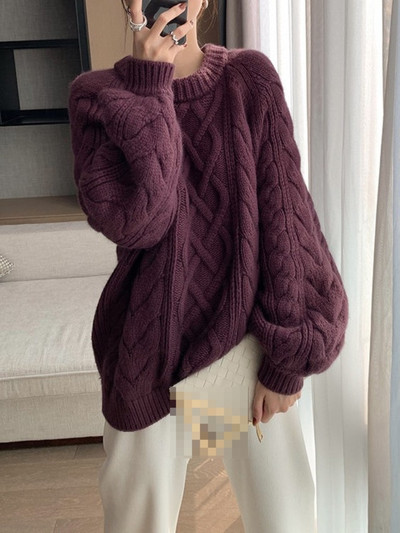 Modes topi 2022. g. sieviešu rudens un ziemas jauns rupjš džemperis sievietēm ar brīvu kakla izgriezumu, džemperis, liela izmēra džemperis, sieviešu apģērbs