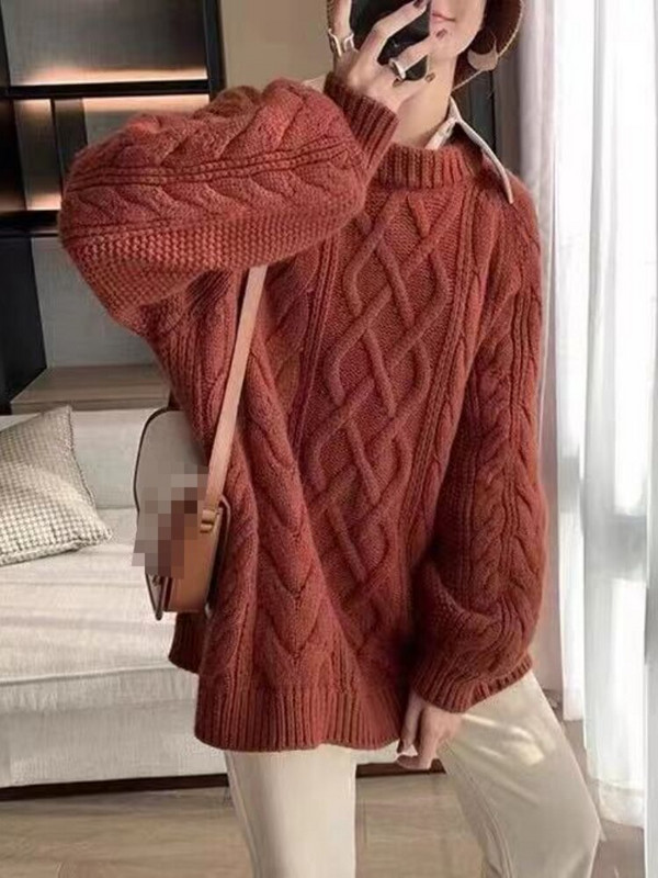 Modes topi 2022. g. sieviešu rudens un ziemas jauns rupjš džemperis sievietēm ar brīvu kakla izgriezumu, džemperis, liela izmēra džemperis, sieviešu apģērbs