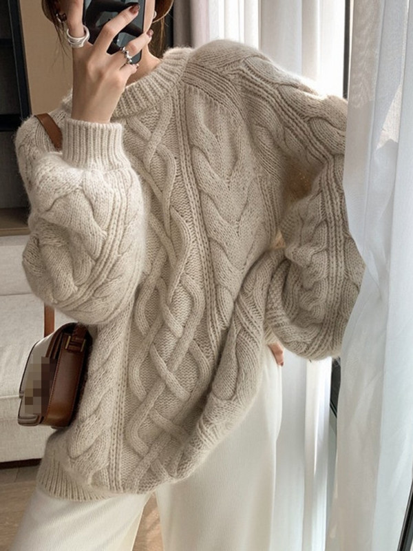 Modes topi 2022. g. sieviešu rudens un ziemas jauns rupjš džemperis sievietēm ar brīvu kakla izgriezumu, džemperis, liela izmēra džemperis, sieviešu apģērbs