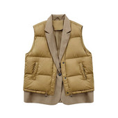 LAGABOGY 2021. Novi jesenski ženski puhasti prsluk Ležerna labava zimska topla jakna bez rukava Ženski modni kaput Bijela patka prsluk