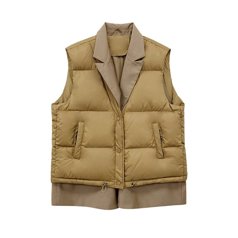 LAGABOGY 2021. Novi jesenski ženski puhasti prsluk Ležerna labava zimska topla jakna bez rukava Ženski modni kaput Bijela patka prsluk