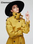 Cinemore 2022 Jaunums rudens top mētelis sieviešu divkāršām garajām virsdrēbēm sievietēm augstas kvalitātes virsjaka sievietēm 9003