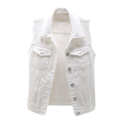 Sieviešu ikdienas mēteļi bez piedurknēm, veste, 2022. gada nolaižama apkakle, vienrindas džinsa topi, nobružāts malas kabatas jaka 2XL-5XL