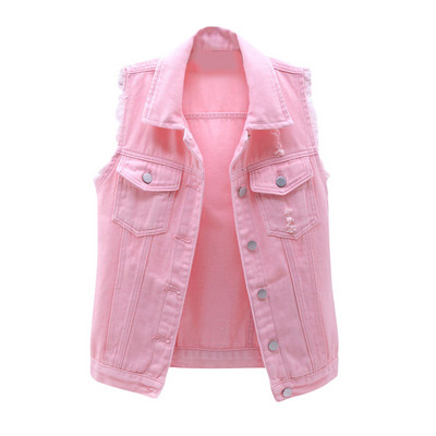 Sieviešu ikdienas mēteļi bez piedurknēm, veste, 2022. gada nolaižama apkakle, vienrindas džinsa topi, nobružāts malas kabatas jaka 2XL-5XL