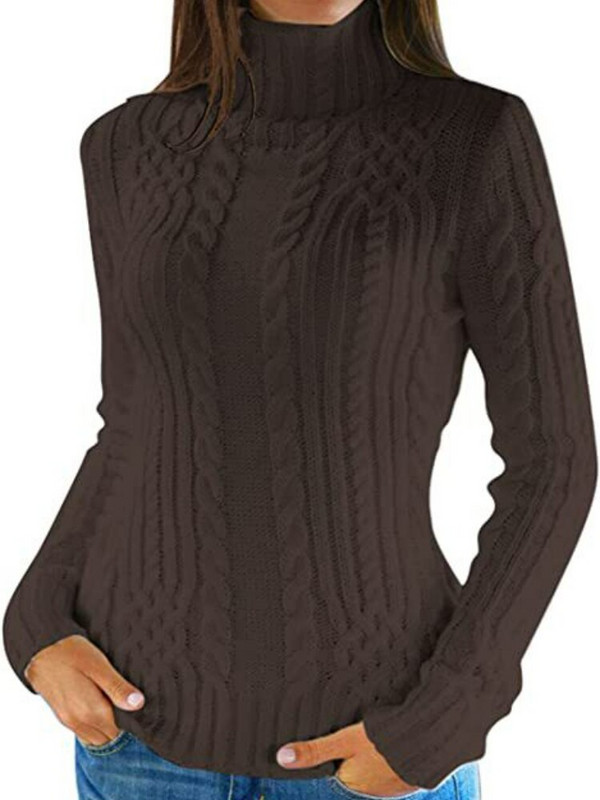 Ženski pulover s visokim ovratnikom za jesen i zimu, uski pulover s prženim tijestom, preveliki pulover, pulover, ženski