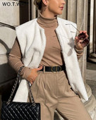 WOTWOY Φθινοπωρινά χειμωνιάτικα αρνίσια μάλλινα γιλέκα Γυναικεία Παχύ ζεστό γιλέκο Γυναικεία πανωφόρια Αμάνικα μπουφάν Λευκά κομψά μπλουζάκια 2021