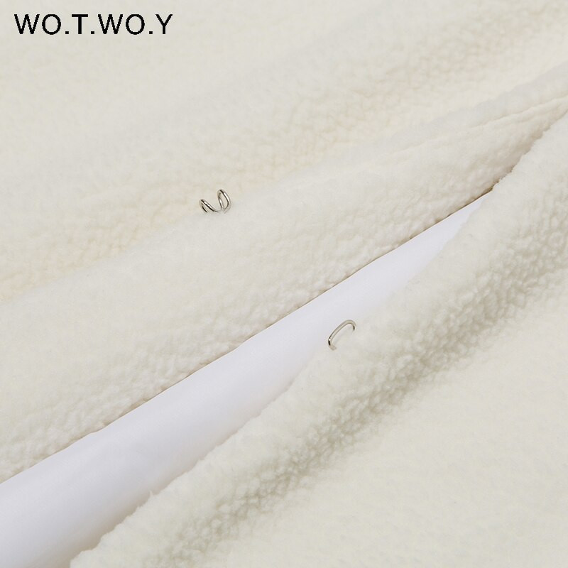 WOTWOY Φθινοπωρινά χειμωνιάτικα αρνίσια μάλλινα γιλέκα Γυναικεία Παχύ ζεστό γιλέκο Γυναικεία πανωφόρια Αμάνικα μπουφάν Λευκά κομψά μπλουζάκια 2021