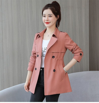 2022. gada pavasara rudens korejiešu statīvs apkakle, vējjaka sievietēm, brīva vidēja garuma vienkrāsains mētelis sieviešu jaka, moderna aukla, plāna