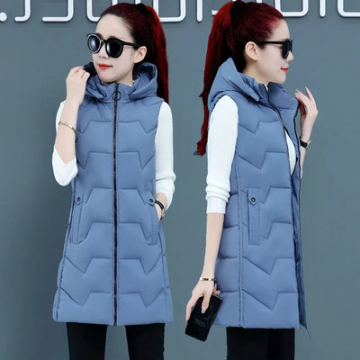 2022. gada jauna rudens ziemas jaka sieviešu bezpiedurknēm veste Parka ar kapuci, silta kokvilnas polsterēta jaka Sieviešu Veats veste, virsdrēbes