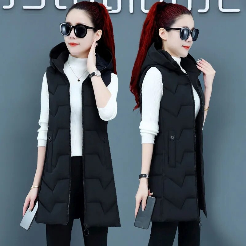 2022. gada jauna rudens ziemas jaka sieviešu bezpiedurknēm veste Parka ar kapuci, silta kokvilnas polsterēta jaka Sieviešu Veats veste, virsdrēbes