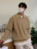 Trikotāžas džemperis Sieviešu vai Vīriešu Atloks Pulovers Sieviešu silts Modes Ikdienas džemperis Vīriešu Masīvi Garām Piedurknēm Trikotāžas Topi Sueter