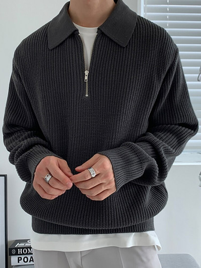 Trikotāžas džemperis Sieviešu vai Vīriešu Atloks Pulovers Sieviešu silts Modes Ikdienas džemperis Vīriešu Masīvi Garām Piedurknēm Trikotāžas Topi Sueter