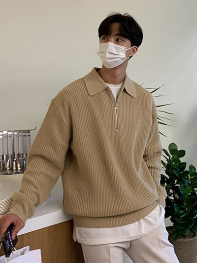 Trikotāžas džemperis Sieviešu vai Vīriešu Atloks Pulovers Sieviešu silts Modes Ikdienas džemperis Vīriešu Masīvi Garām Piedurknēm Trikotāžas Topi Sueter