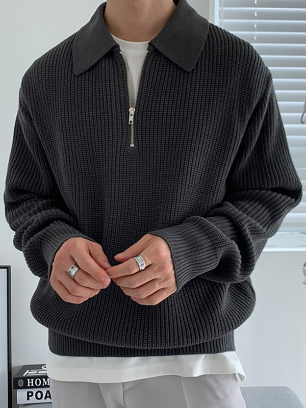 Trikotāžas džemperis Sieviešu vai Vīriešu Atloks Pulovers Sieviešu silts Modes Ikdienas džemperis Vīriešu Masīvi Garām Piedurknēm Trikotāžas Topi Sueter