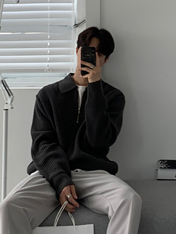 Trikotāžas džemperis Sieviešu vai Vīriešu Atloks Pulovers Sieviešu silts Modes Ikdienas džemperis Vīriešu Masīvi Garām Piedurknēm Trikotāžas Topi Sueter