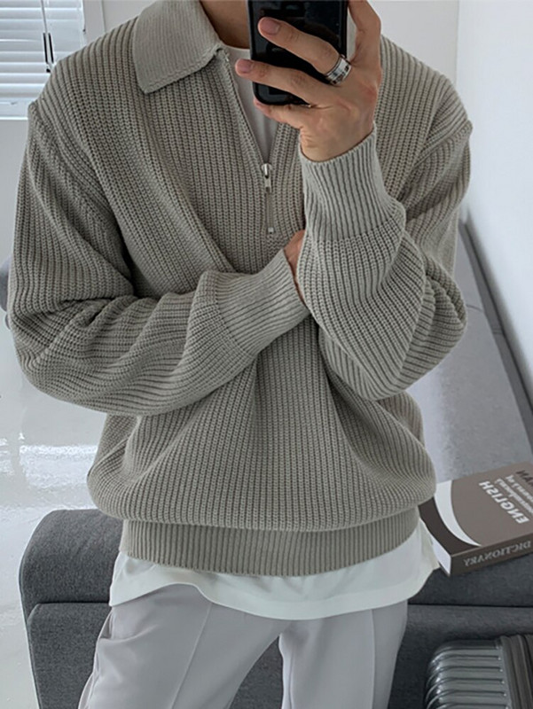 Trikotāžas džemperis Sieviešu vai Vīriešu Atloks Pulovers Sieviešu silts Modes Ikdienas džemperis Vīriešu Masīvi Garām Piedurknēm Trikotāžas Topi Sueter