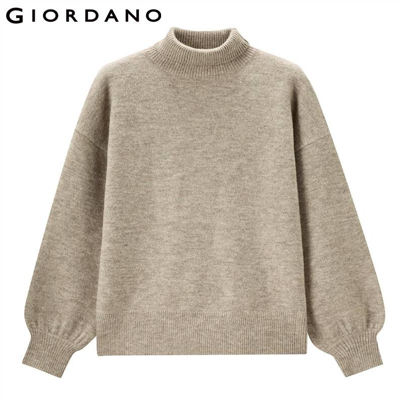 Giordano sieviešu džemperi ar biezu, nolaižamu plecu džemperi ar augstu kakla apkakli, brīvi silti džemperi 05351657