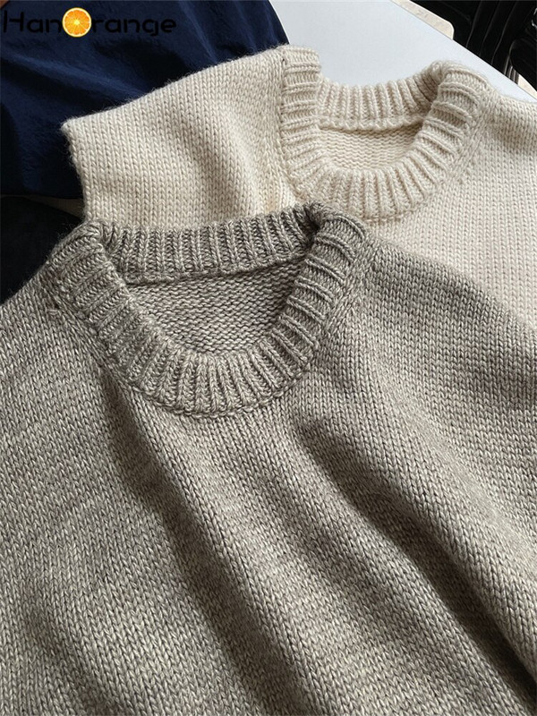 HanOrange 2022 Agrīna rudens tekstūra, vilnas O veida kakla trikotāžas veste, sieviešu brīva profila, mīksta vaskaina ādai draudzīgs džemperis bez piedurknēm