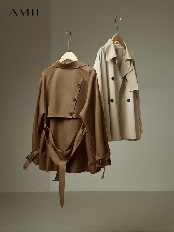 Amii Μινιμαλισμός Φθινοπωρινή καμπαρντίνα για Γυναικείες Κομψές Πέτο Πέτο Γυναικείο Μπουφάν Vintage Παλτό Windbreaker Γυναικεία ρούχα 12141212