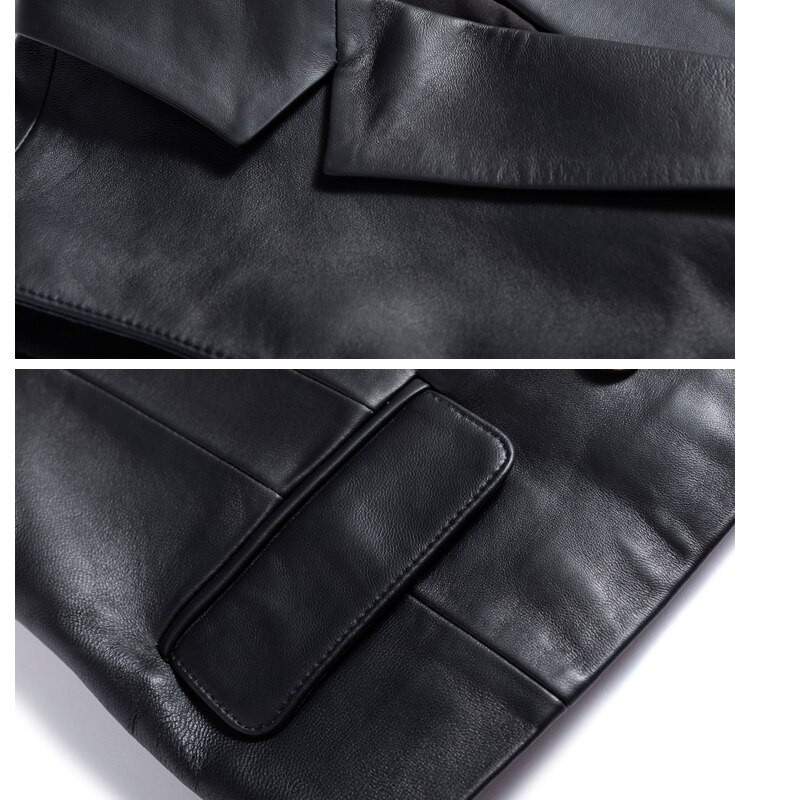 Franču modes īstas ādas veste sievietēm Sieviešu brīva jaka bez piedurknēm Mīksts, elegants īss uzvalks Zevity Casaco Feminino