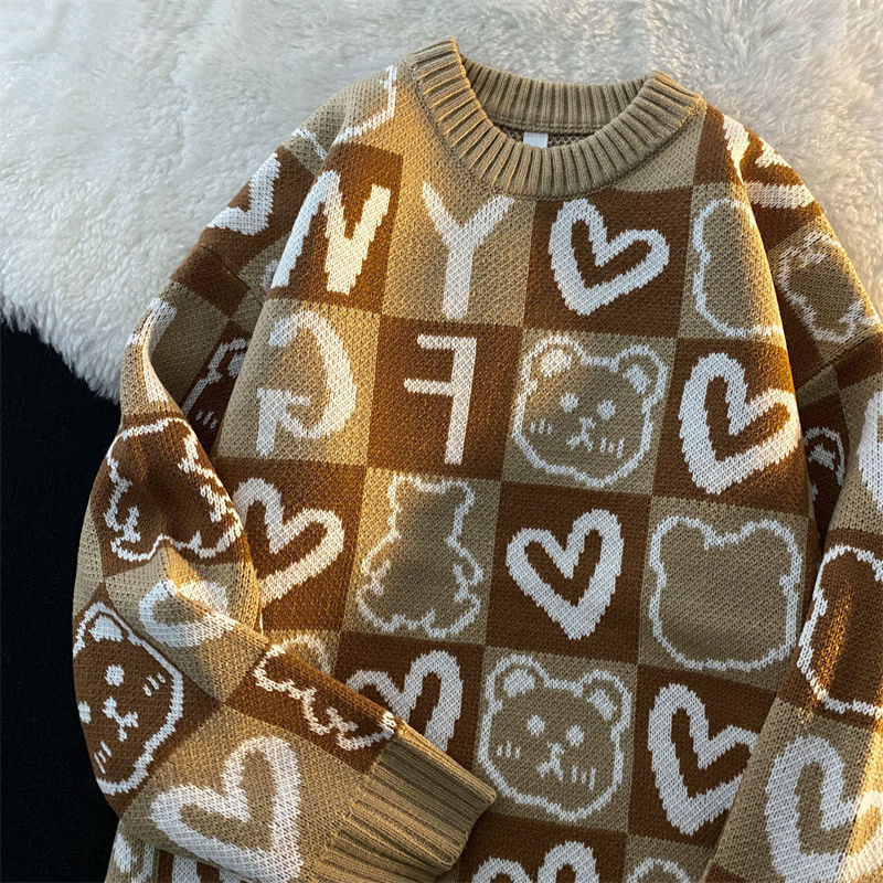 Ženski preveliki pulover široki ženski vintage retro pleteni pulover Y2k Jesen Zima Streetwear Pulover Unisex