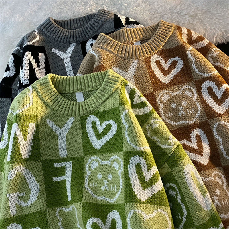 Ženski preveliki pulover široki ženski vintage retro pleteni pulover Y2k Jesen Zima Streetwear Pulover Unisex