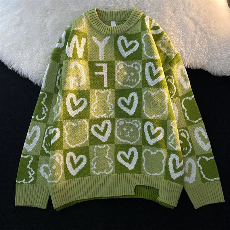 Ženski preveliki pulover široki ženski vintage retro pleteni pulover Y2k Jesen Zima Streetwear Pulover Unisex